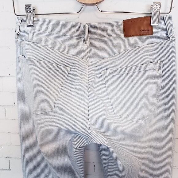 Madewell Hickory Stripe Jeans Size 25 Blue White Distressed Slim Straight - Picture 9 of 12